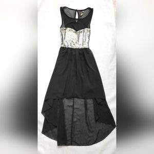 NWOT! Trixxi Sheer High Low Women's Silver Sequin Dress Size 3